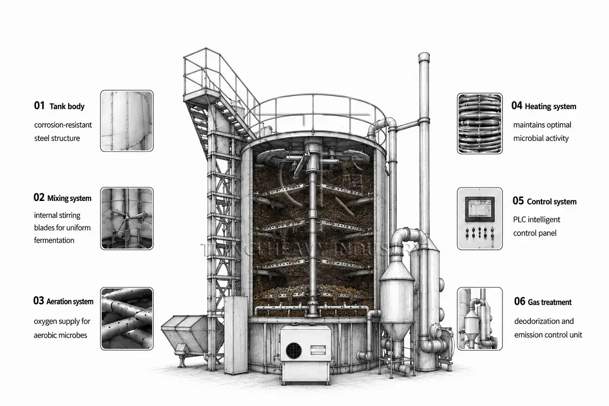 vertical fermentation tank structural sketch